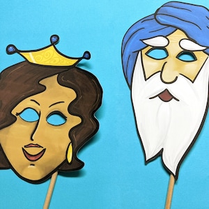 9 Printable PURIM Masks - Purim Story Characters and Paper Toy - Printable Purim Crafts and Activities for Kids Preschool and Toddler