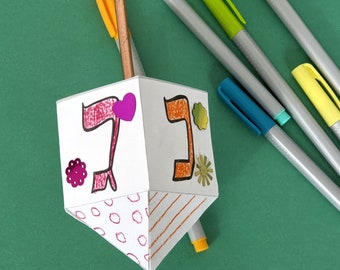 Hanukkah Craft for Kids | Color and Craft Paper Dreidel Templates for Chanukah | PDF Printable