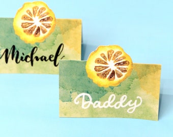 Printable Sukkot Citrus Slice Place Cards | Etrog Slice Table Decor for Sukkos | Sukkah Decorations PDF