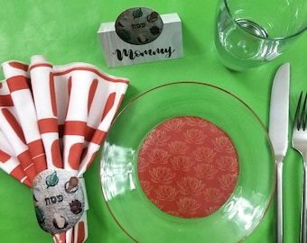 Passover Table Decorations - Instant Download PDF - Printable Seder Plate Napkin Wraps Holders and Placecards for Pesach Seder