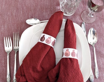 Printable Napkin Wraps | Pomegranate Napkin Ring Printable Table Decor for Rosh Hashanah and Sukkot