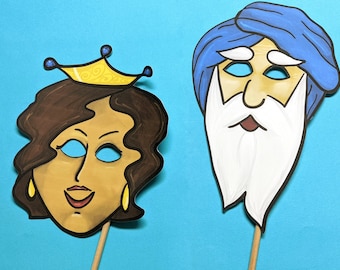 9 Printable PURIM Masks Purim Story Characters and Paper ...