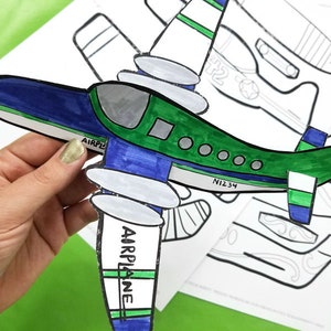 4 Styles Paper Airplanes - Coloring Pages Color-in Paper Craft Template - paper toy craft - Instant Download - Kids Craft Template