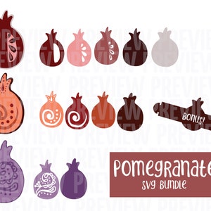 Pomegranate SVG Bundle - Layered | Jewish Cut File for Use with Cutting Machines | Rosh Hashanah Earrings and Decor Template DXF