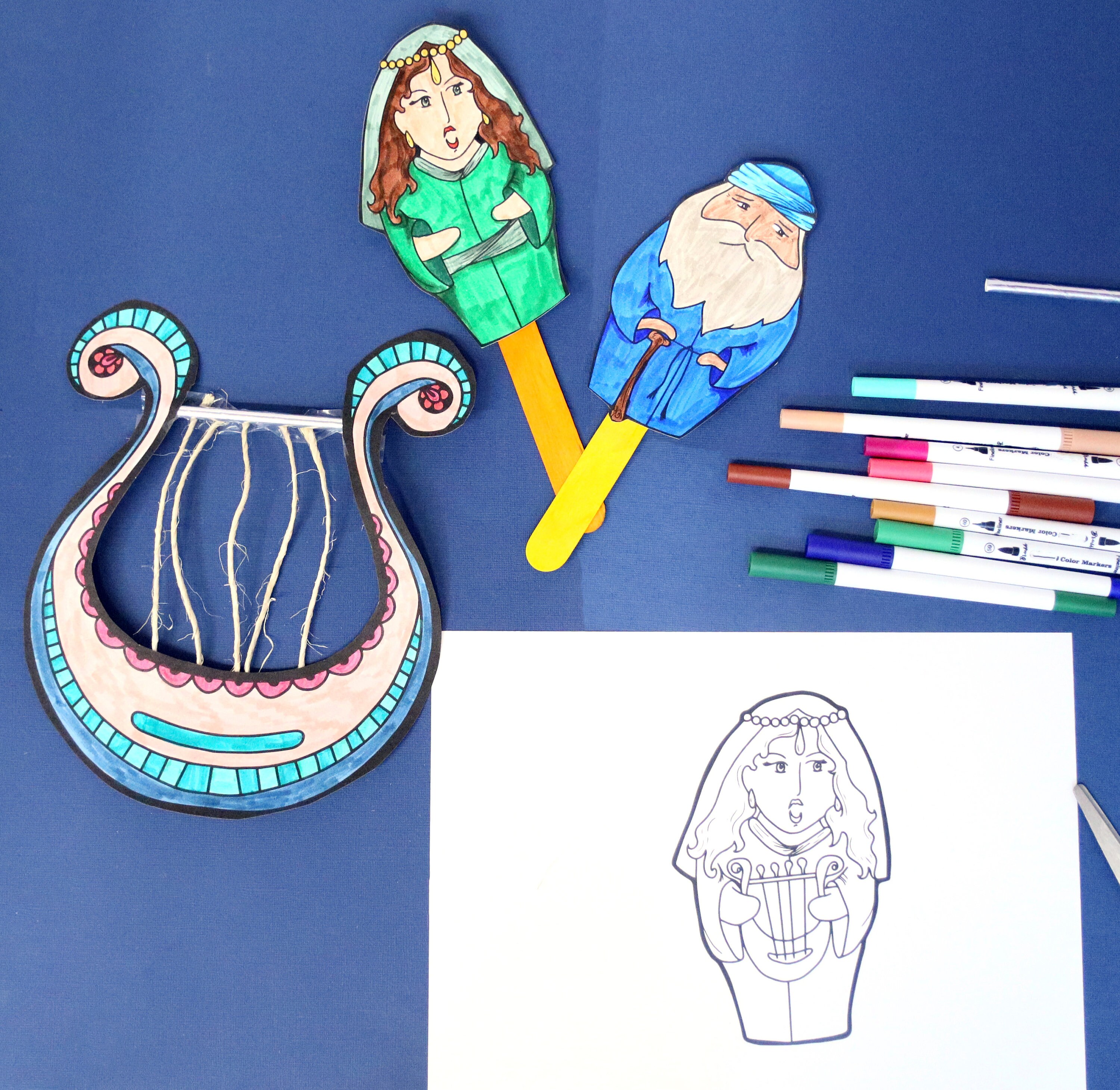 Serah's Lyre Craft Printable Serach Bat Asher Puppets Coloring Pages ...