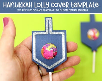 Dreidel Lolly Cover Lollipop Holder Template & Cut File | SVG PDF and PNG | Hanukkah Cricut Crafts and Treats for Chanukah