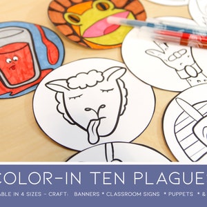 Ten Plagues of Egypt Coloring Pages Craft Templates | Circles for Banner, Classroom Decorations and More! Passover Printable Decorations