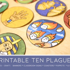 Ten Plagues of Egypt | Circles for Coasters, Banner, Classroom Decorations and More! Passover Craft and Printable Decorations
