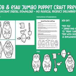 Jacob and Esau Printable Jumbo Puppets | Parsha Craft for Parshat Toldot | Printable Crafts ...