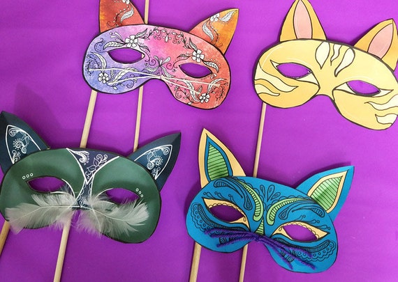Cat Masks Full Color Paper Craft Template Masks for Halloween or Year-round  Instant Download Kids Craft Template 