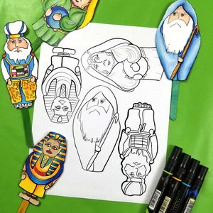 Passover Puppets PUPPETS Coloring Pages Duo printable Pesach character and ten plagues makkot puppets a Pesach activity and toy for kids image 8