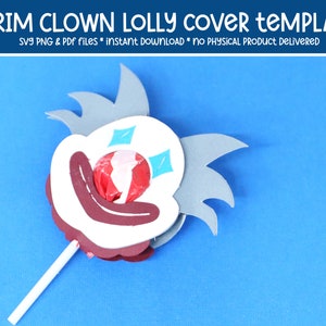 Purim Clown Lollipop Holder SVG Cut File / PDF Plantilla imprimible y PNG / Caramelos de fiesta de cumpleaños para Mishloach Manot imagen 1