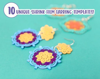 Shrinky Dink Earring Templates | Colorful Mandala Illustrations for Shrink Film Crafts | Great for Key Chains and Charms too!