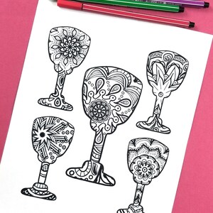 Passover Coloring Pages for Adults / Printable Pesach Jewish Holiday Crafts / For Teens and Grown-ups / Instant Download PDF image 9