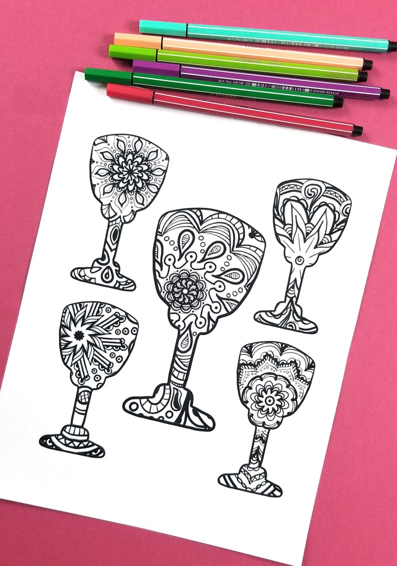 Passover Coloring Pages for Adults / Printable Pesach Jewish Holiday Crafts / For Teens and Grown-ups / Instant Download PDF image 9