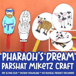 Pharaoh's Dream Craft Printable Puppets Coloring Pages and Paper Crafts Parsha Craft for Parshat Miketz Parshat Hashavua Hebrew School image 1