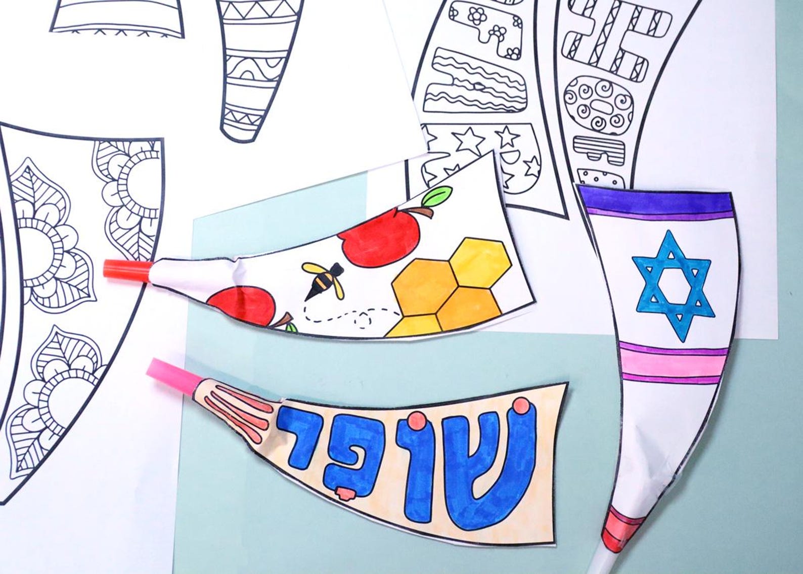 Rosh Hashanah Shofar Color & Craft | Jewish New Year Coloring Pages ...