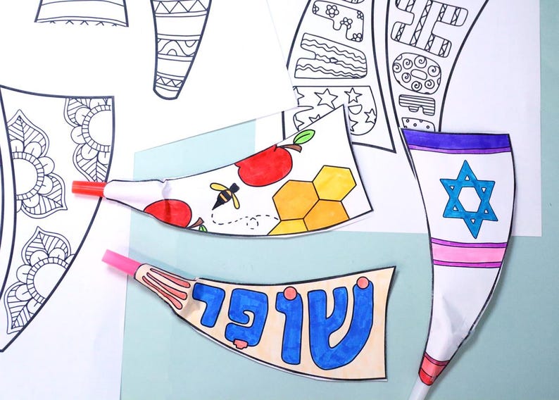Rosh Hashanah Shofar Color & Craft | Jewish New Year Coloring Pages ...