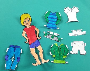 Printable Paper Dolls - Spring Boy | Spring Paper Craft Template and  Coloring Pages for Kids | Paper Toy for Boys | PDF Instant Download