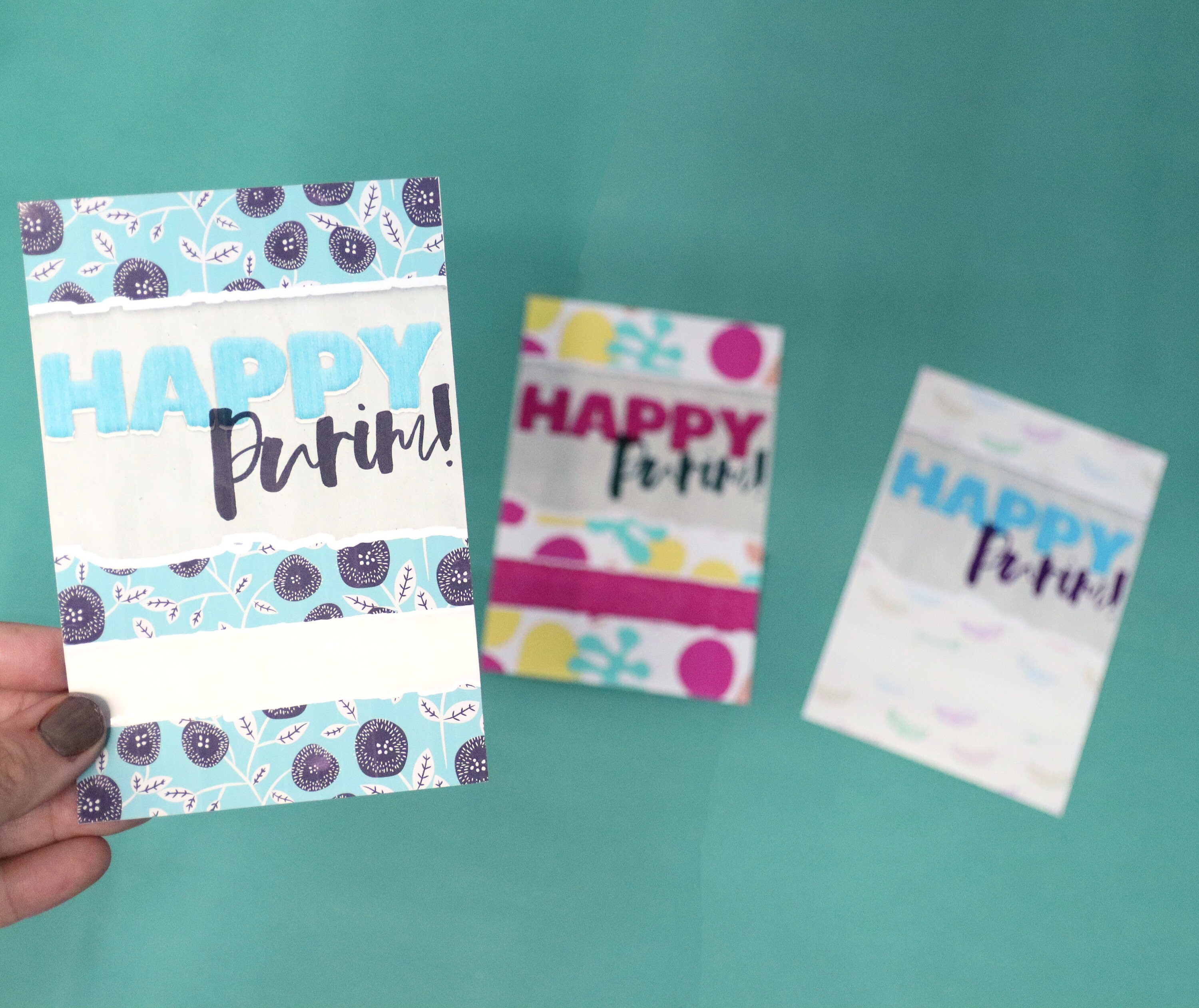 Paper Cutout Printable Purim Cards Flat English Happy Purim Cards in ...