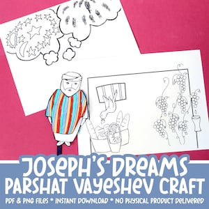 Artigianato I sogni di Joseph / Pagine da colorare stampabili e oggetti di carta / Artigianato Parsha per Parshat Vayeshev / Parshat Hashavua Hebrew School