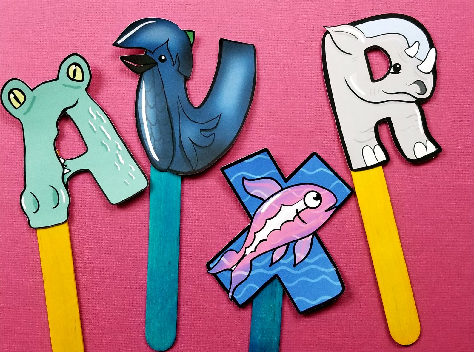 Alphabet Puppets Paper Toy Template Printable Animal ABC Etsy