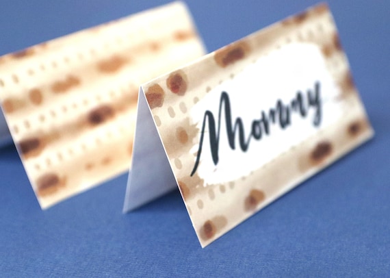 Printable Passover Name Cards | Watercolor Matzah Print Table Decor ...