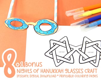 Paper Glasses Hanukkah Coloring Pages and Crafts for Kids