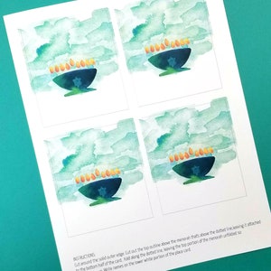 Menorah Place Cards for Hanukkah Printable Chanukah Table Decor with watercolor art image 3