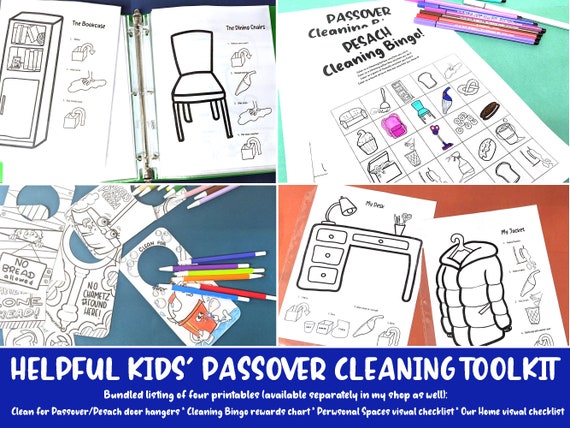 BUNDLE: Passover Cleaning Checklists Reward Charts & Tools for Kids Visual  Cleaning Aids and Binders for Pesach Cleaning Ages 8-12 