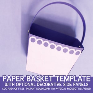 Modèle de corbeille en papier - corbeille en papier inclinée 3D SVG avec panneaux décoratifs - corbeilles en papier à faire soi-même pour des cadeaux