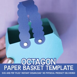 Octagon 3D Papierkörbe Vorlagen und SVG-Dateien - Papierkörbe aus Karton - DIY geometrische Ostern oder Purim Körbe oder Geschenkboxen