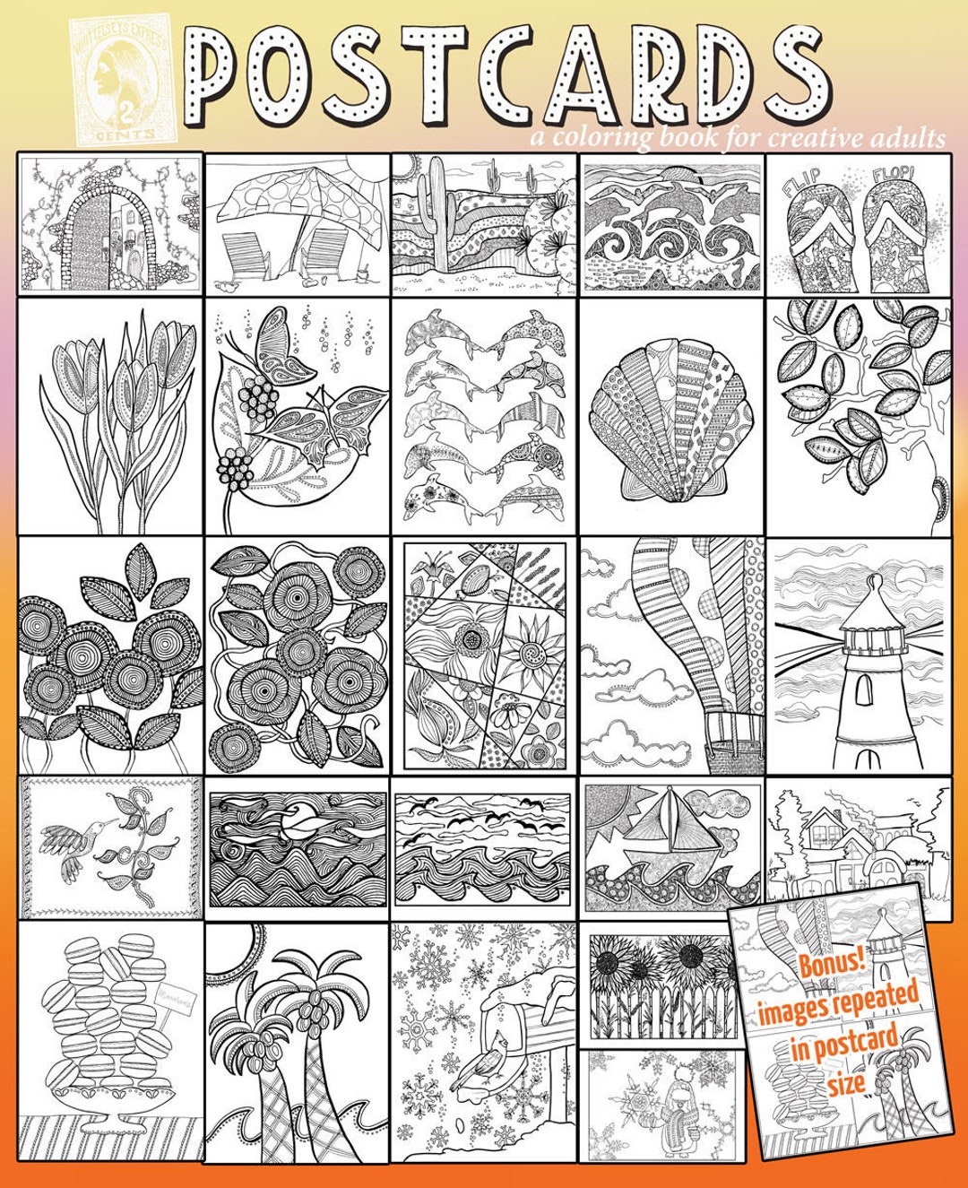 Adult Coloring Book and Postcards 25 Scenic World Colouring Etsy