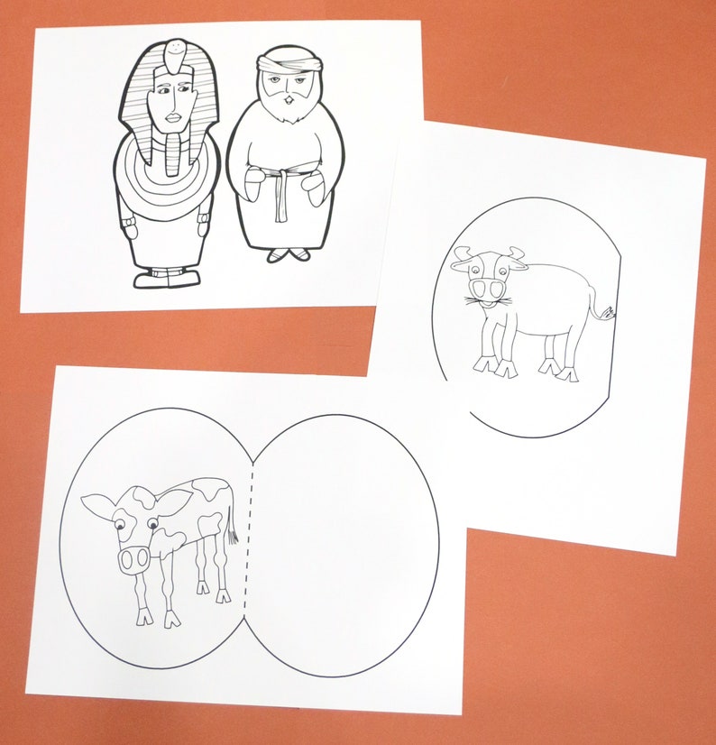 Pharaoh's Dream Craft Printable Puppets Coloring Pages and Paper Crafts Parsha Craft for Parshat Miketz Parshat Hashavua Hebrew School image 3