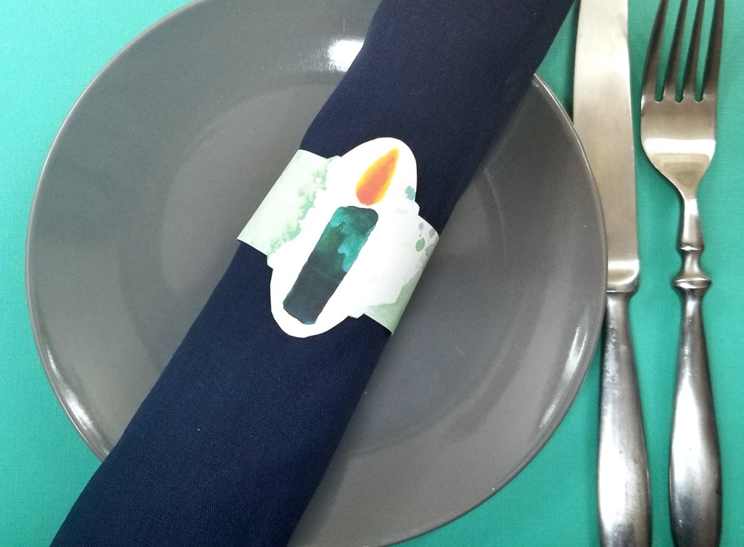 Menorah Napkin Rings for Hanukkah Printable Chanukah Table Decor With