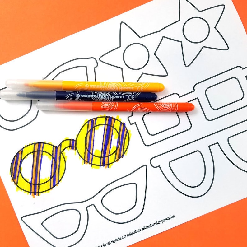 Kid/'s Craft Template Paper Toy Craft Paper Glasses Coloring Page