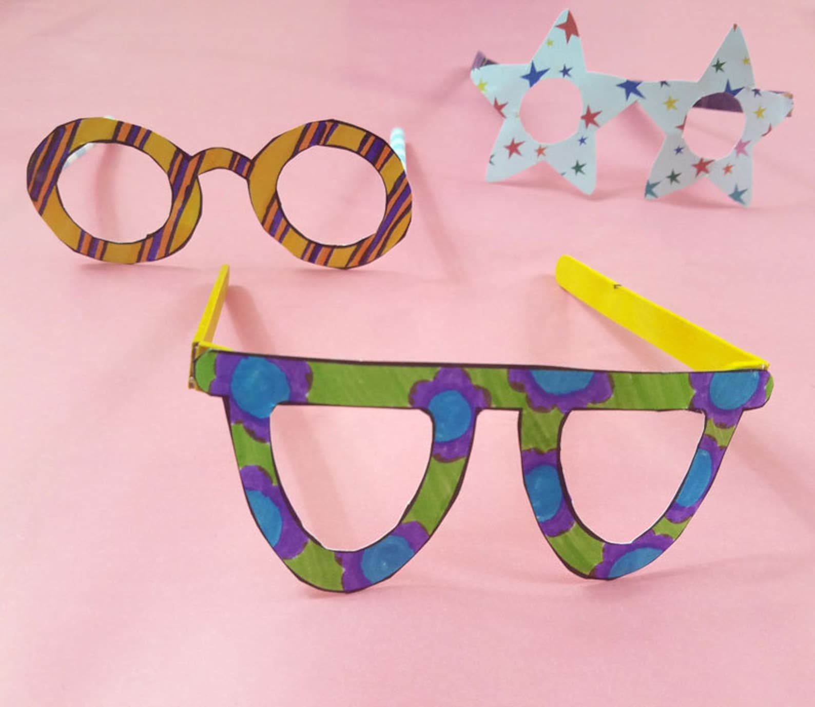 Paper Glasses Coloring Page Kid's Craft Template Paper - Etsy