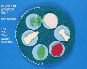 Passover Toy for Toddlers | Pretend Felt Seder Plate Sensory Toy or Quiet Book Page  |  PDF and SVG Templates | Pesach Crafts and DIY Toys