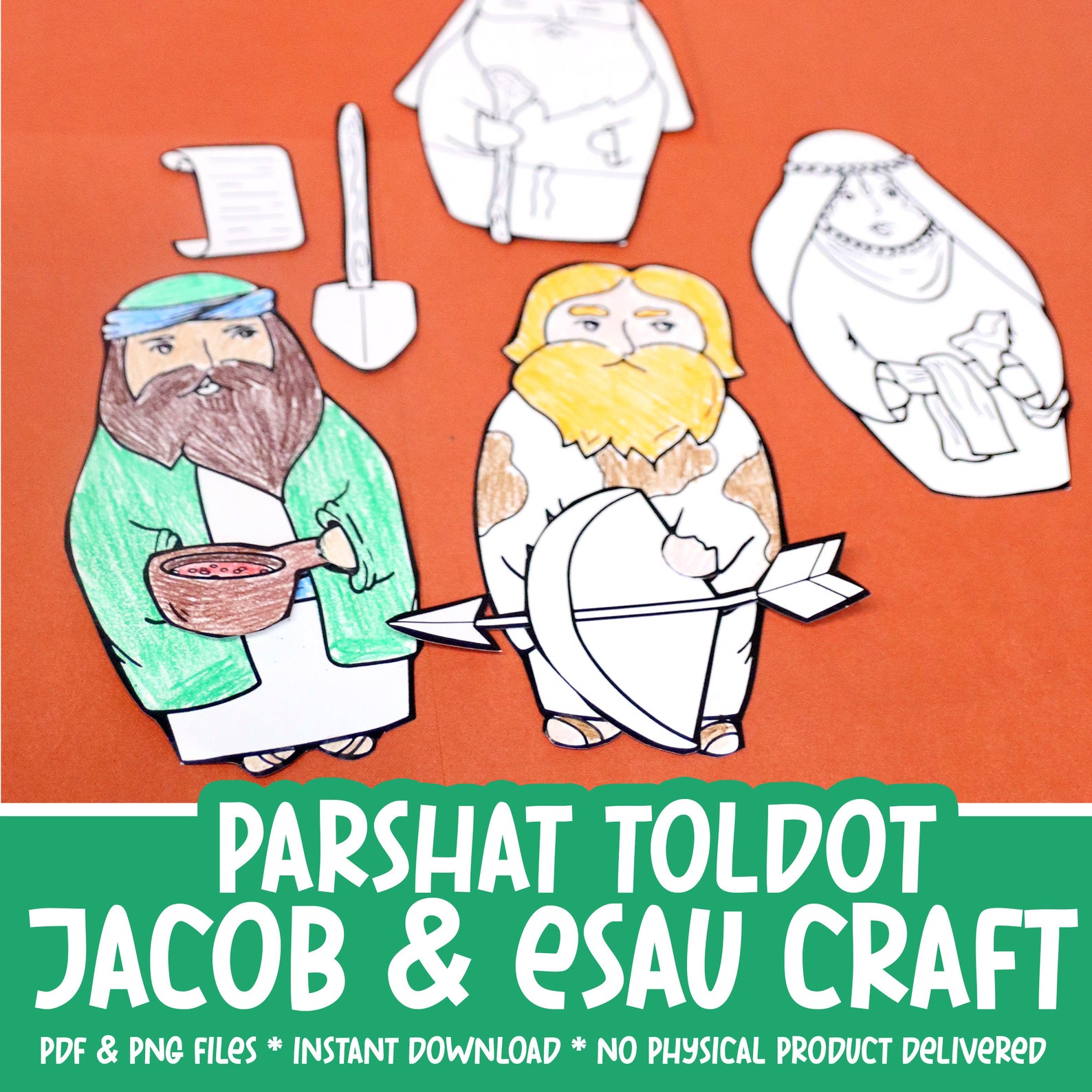 Jacob and Esau Printable Jumbo Puppets | Parsha Craft for Parshat Toldot | Printable Crafts ...