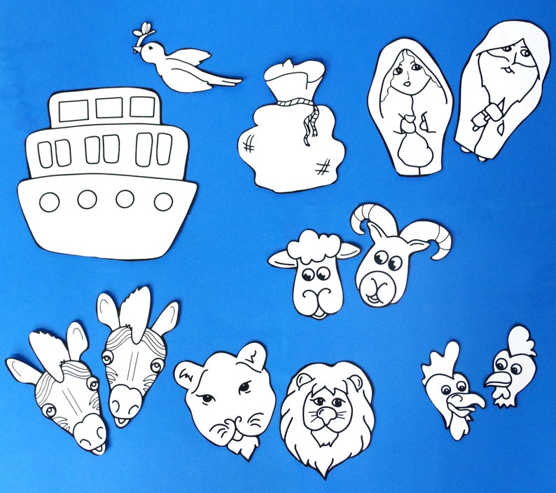 Noah's Ark Puppets Printable Crafts &amp; Coloring Pages for Parshat Noach Parshah Crafts and ...