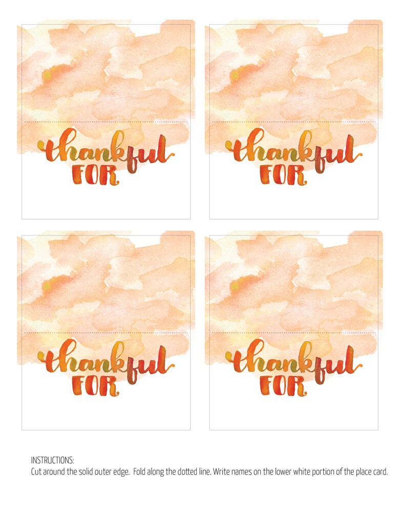Printable Thanksgiving Place Cards Instant Download PDF - Etsy