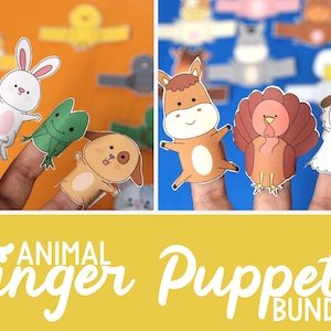 20 Animal Finger Puppets Bundle FULL COLOR printable paper toys Kids' Paper Craft for Old MacDonald Had a Farm image 1