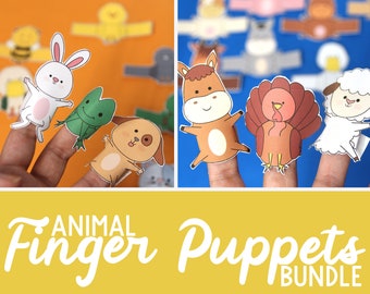 20 Animal Finger Puppets Bundle - FULL COLOR printable paper toys - Kids' Paper Craft for Old MacDonald Had a Farm