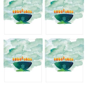 Menorah Place Cards for Hanukkah Printable Chanukah Table Decor with watercolor art image 2