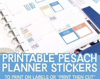 Pesach Planner Stickers | Pesach Organization | Printable Passover Cleaning and Cooking Stickers for your Planner