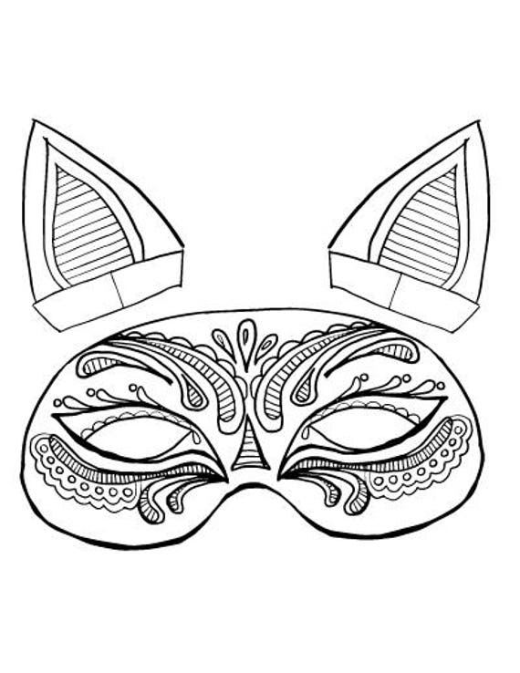 Cat Paper Mask Printable Halloween Costume Craft Activity Coloring