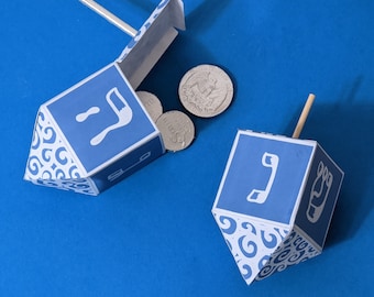 Hanukkah Favors | Printable Paper Dreidel Favor Boxes Templates for Chanukah |  Party Decor  | Printable PDF and PNG Favor Boxes