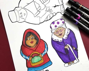 Rotkäppchen Puppen | Kinderaktivitäten und Kunsthandwerk | Malvorlagen Spielzeug zum Ausdrucken | Kinder Alphabetisierungsaktivität Buch Basteln