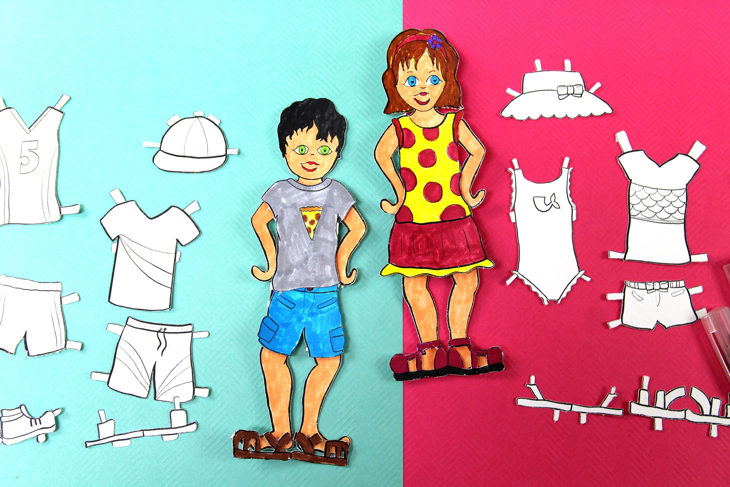 printable paper dolls for boys girls summer dress up paper etsy
