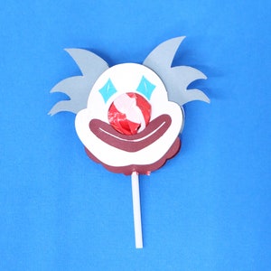 Purim Clown Lollipop Holder SVG Cut File / PDF Plantilla imprimible y PNG / Caramelos de fiesta de cumpleaños para Mishloach Manot imagen 5